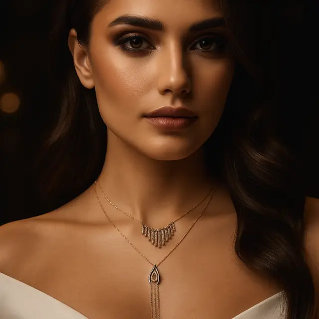 Collier en or à franges porté
